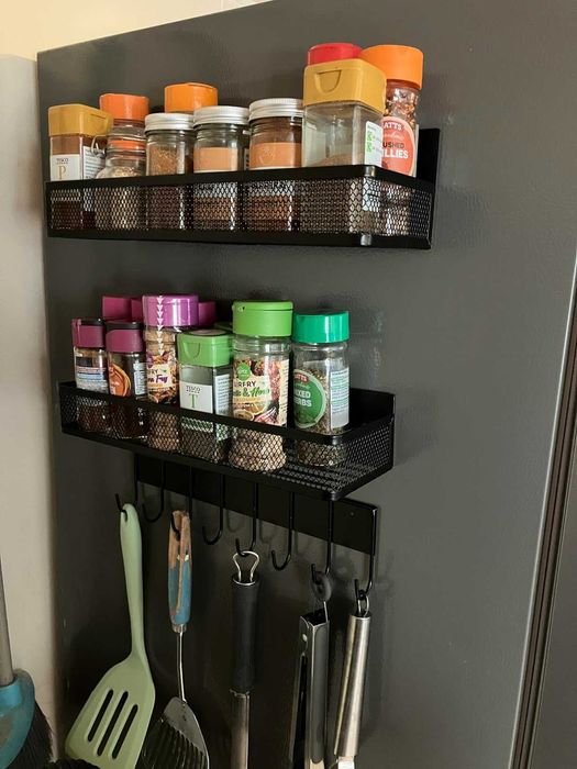 Przybory kuchenne 3 sztuki czarne magnetyczne do kuchni metalowe