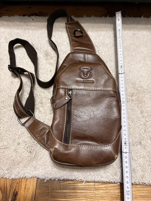 Кожаная мужская сумка нагрудная BullCaptain