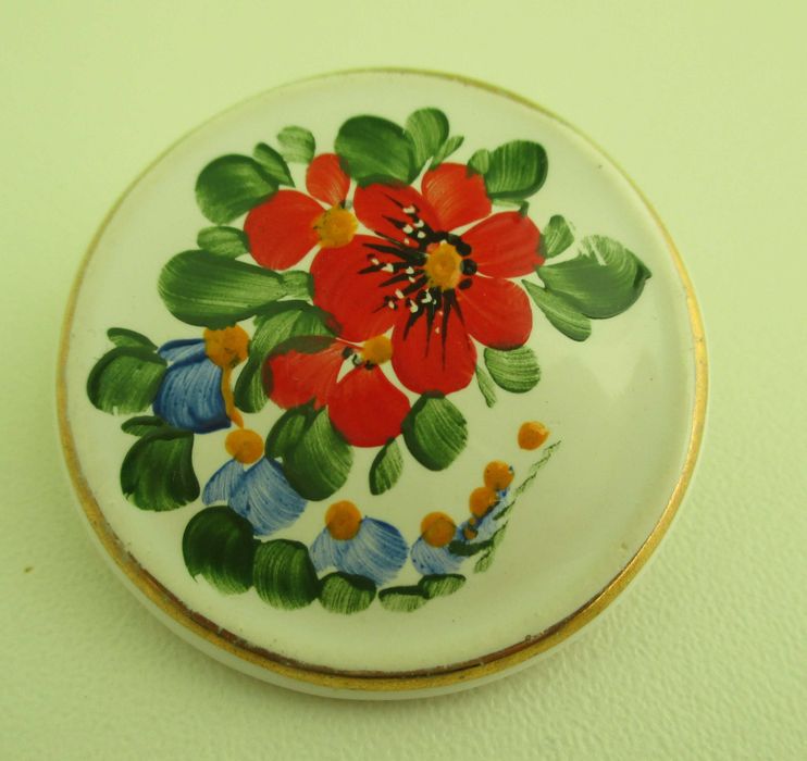 Lindíssima Pregadeira Antiga em Louça Vidrada Pintada à Mão