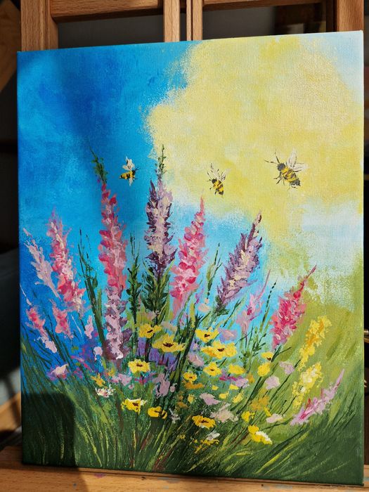 Ręcznie malowany obraz na płótnie wielkości 24x30 cm, farby akrylowe