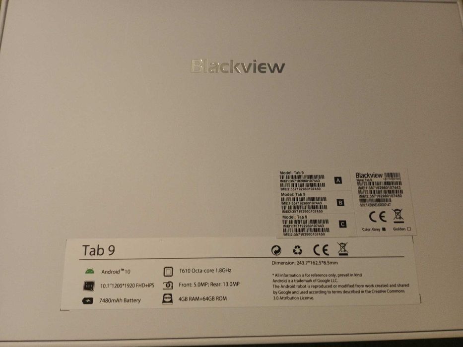 Продам планшетний ПК Blackview Tab 9 4/64GB 4G Dual Sim grey
