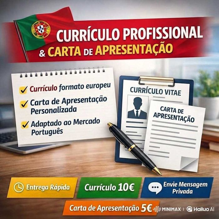 Trabalho com *CV profissional e carta de apresentação