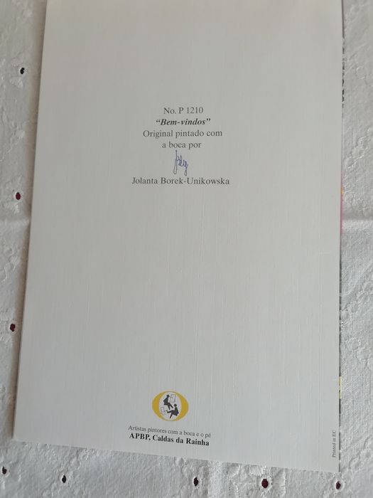 Postal de Natal pintado com a boca