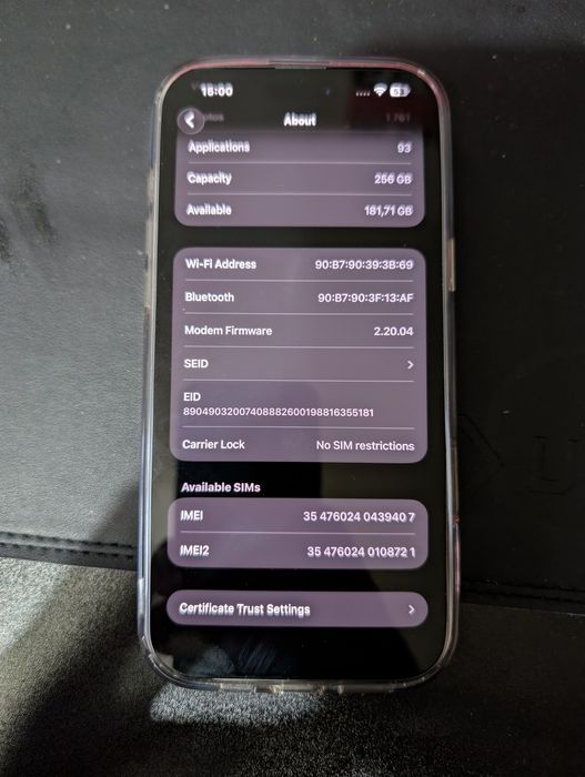 iPhone 16 Pro Max 256GB + ładowarka | Bateria 96% | Stan Idealny