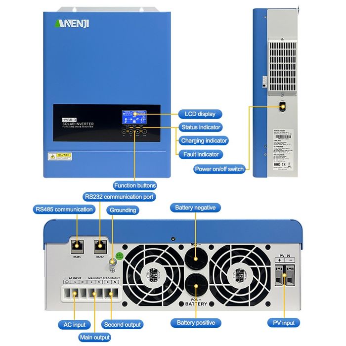 Гібридний інвертор ANENJI ANJ-6200W-48V-W WIFI (48v) 6.2кВт в НАЯВНОСТІ