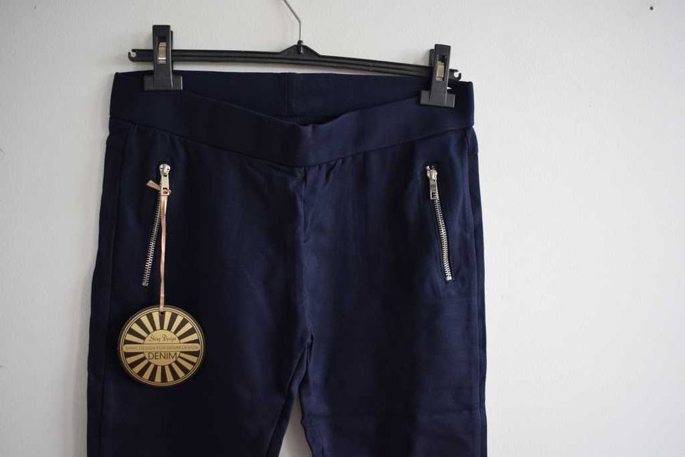 Legginsy granatowe spodnie na gumce 42 xl / l