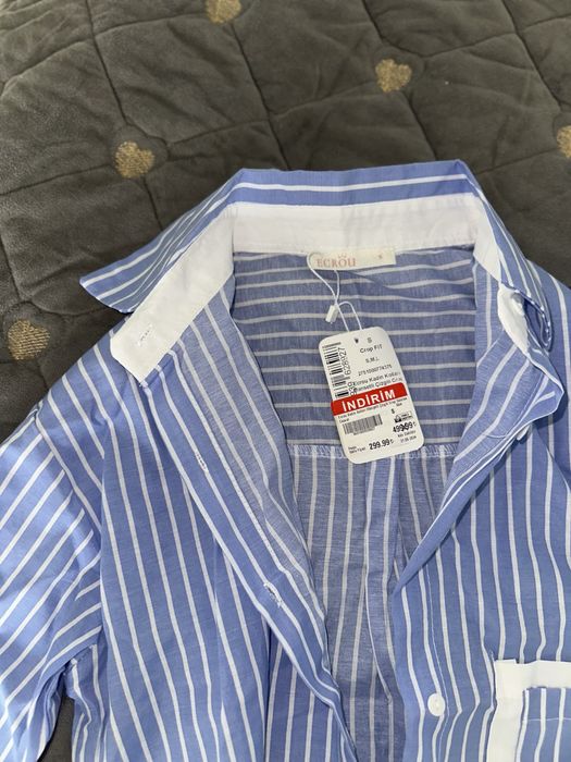 Укороченная рубашка в полоску