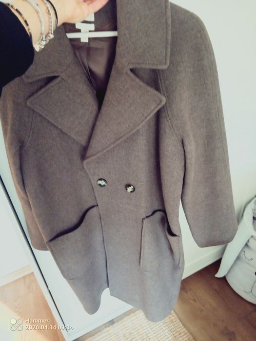 Płaszcz H&M z wełna z kieszeniami