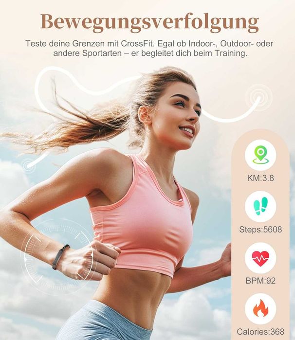 Bransoletka fitness tracke wodoszczelność czarna Smartband Walentynki