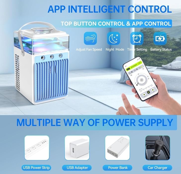 Mini klimatyzator, 4 w 1, USB, przenośny klimatyzator