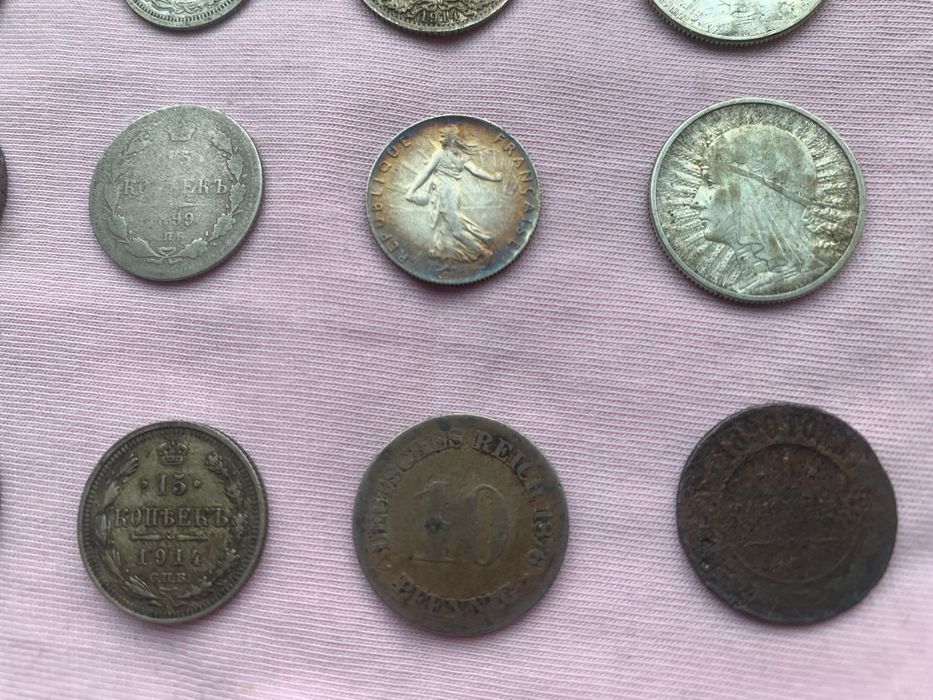 Monery 5 zł 1933 rok głowa kobiety 1/2 Mark 15 kopiejki  20 monet