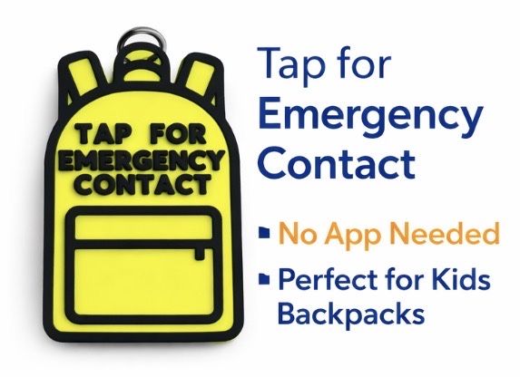 Mini mochila com NFC de contato emergencia