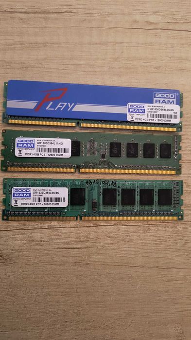 Pamięć RAM Goodram DDR3 – 3×4 GB (łącznie 12 GB) 1600/1333 MHz
