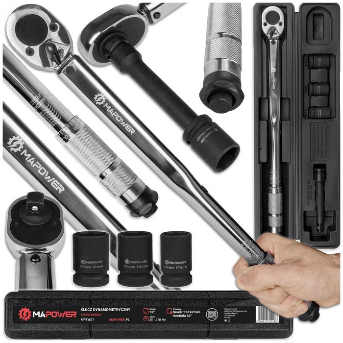 Klucz dynamometryczny MAPOWER 1/2'' 28-210Nm z certyfi kalibracji NOWY