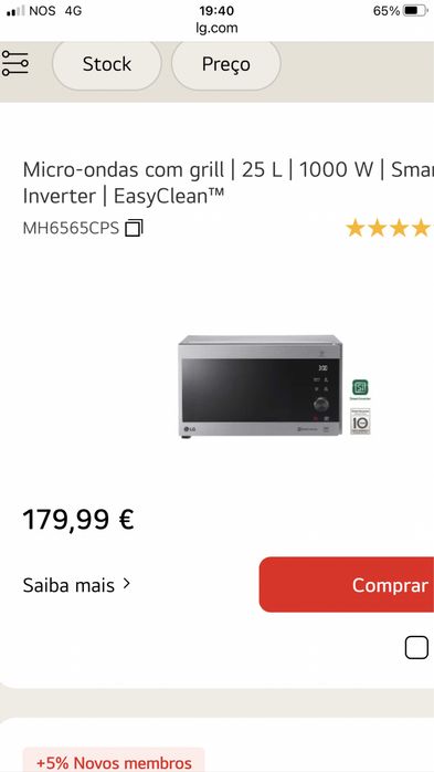 Forno Microondas LG com Grill smart inverter