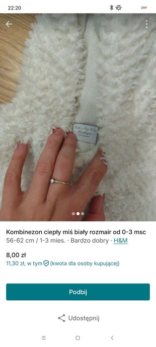 Kombinezon biały rozmair 56-62/68 male
