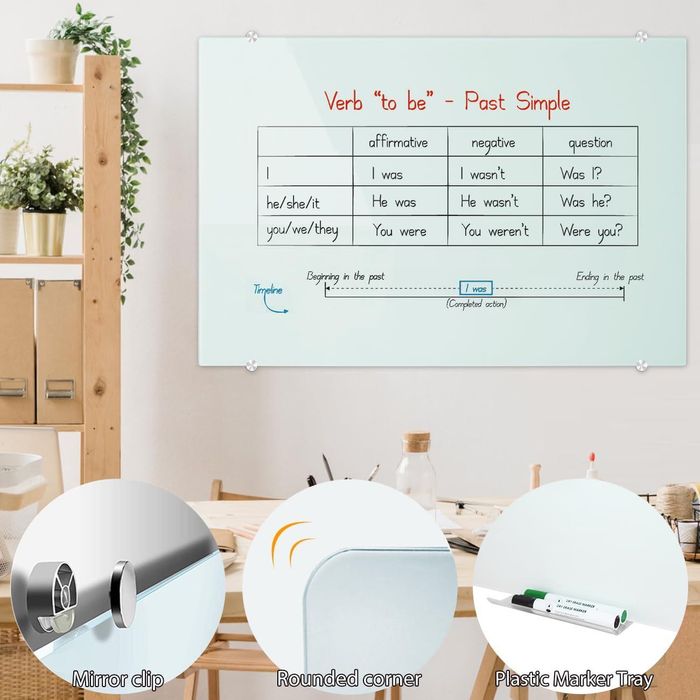 TABLICA magnetyczna SZKLANA biała 110x80 cm