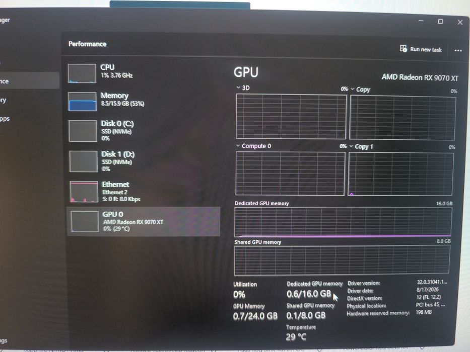 RX 9070 XT - Tuf Gaming 16 gb NOVA!