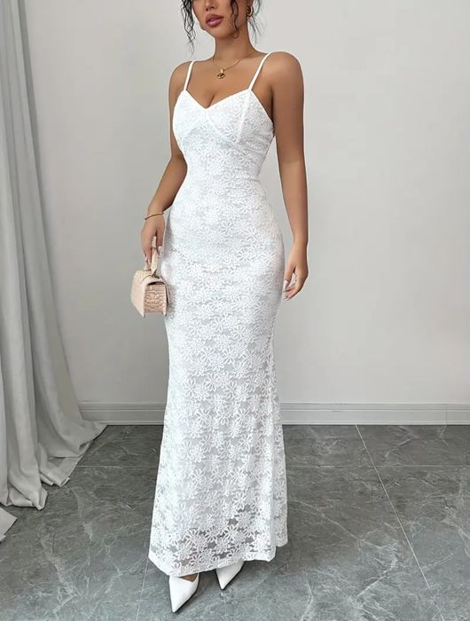 Біла мереживна сукня  по фігурі | Вечірня / Весільна / На розпис