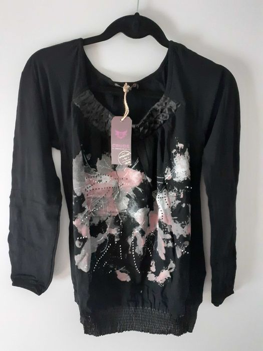 Camisola senhora preta com estampa, nova com etiqueta