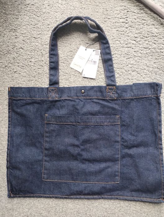 Nowa torba shopper jeansowa Mango duża