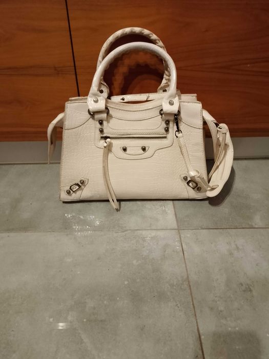 Torebka bb skora krokodyla croco beżowa kremowa premium