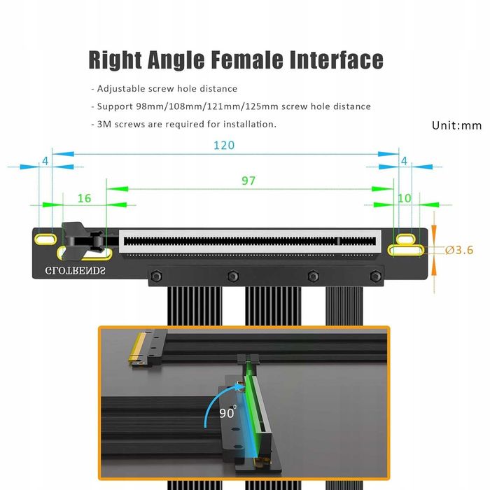 Kabel riser PCIe 5.0 200mm GLOTRENDS