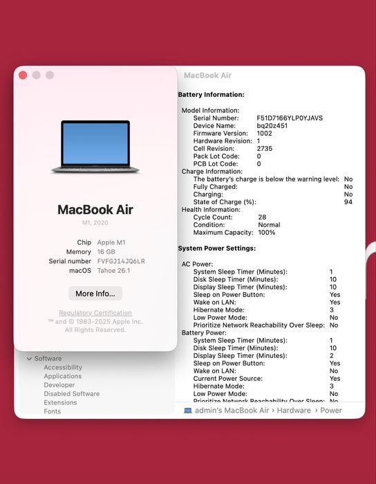 MacBook Air 13 2020 M1 16/256gb 8/7gpu !! Гарантія від магазину !!