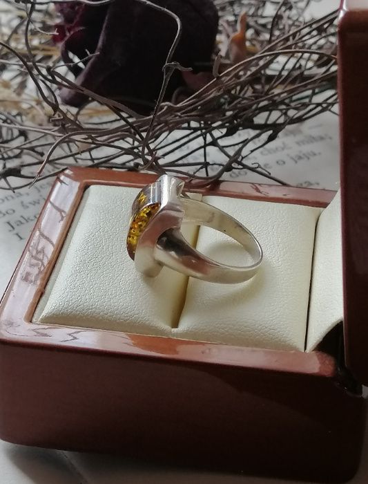 Kpl srebrny bursztyn zielony kolczyki wisiorek pierścionek 13 srebro