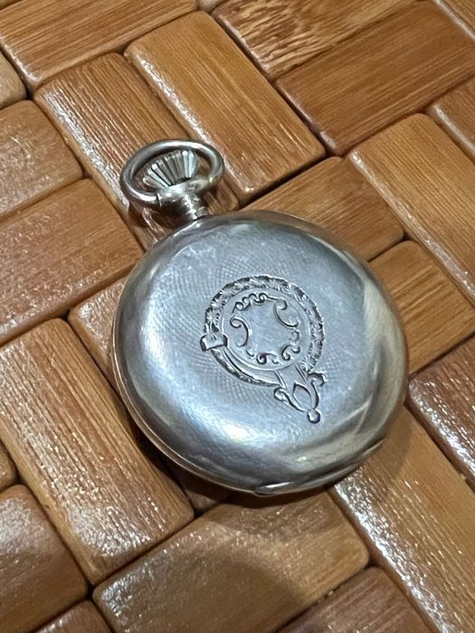 Srebrny zegarek kieszonkowy Omega  Grand Prix Paris 1900,