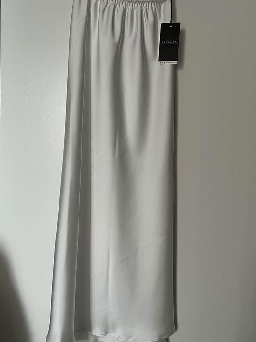 Атласна Спідниця максі шовкова біла, розмір s