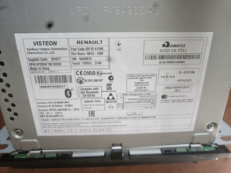 Renault Trafic 3 Vivaro B radio orginalene
