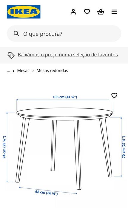 Mesa Lisabo IKEA, chapa de freixo, 105 cm