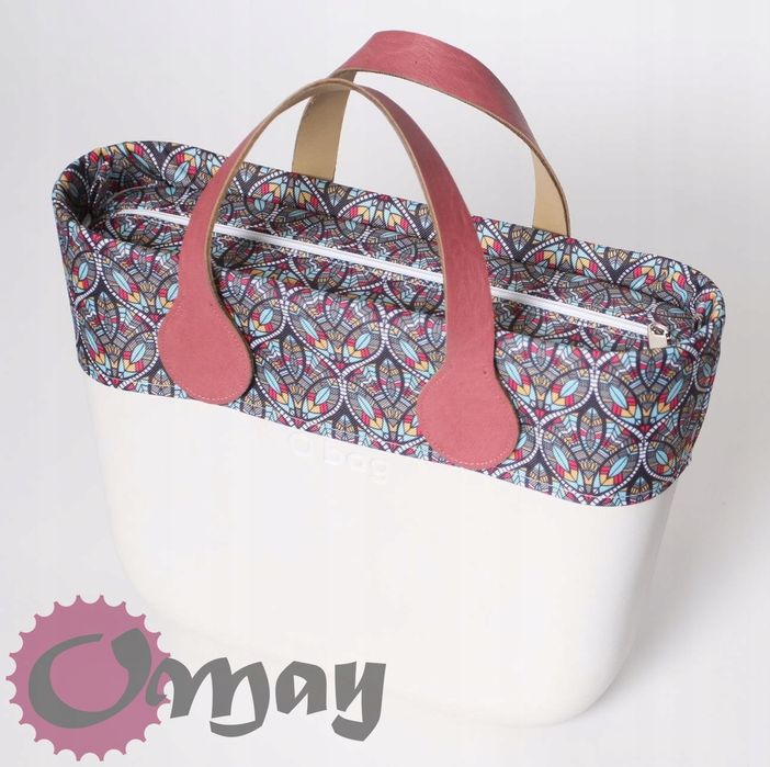organizer OBAG MINI +OPASKA mozaika róż turkus żółty 2 kieszenie OMAY