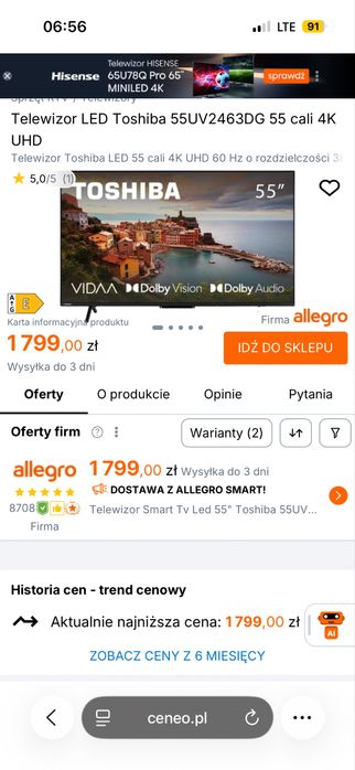 Sprzedam tv toshiba 55csli smart tv