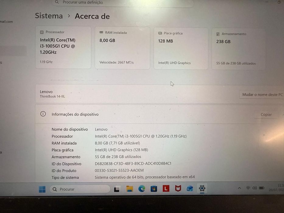 Portátil Lenovo em bom estado