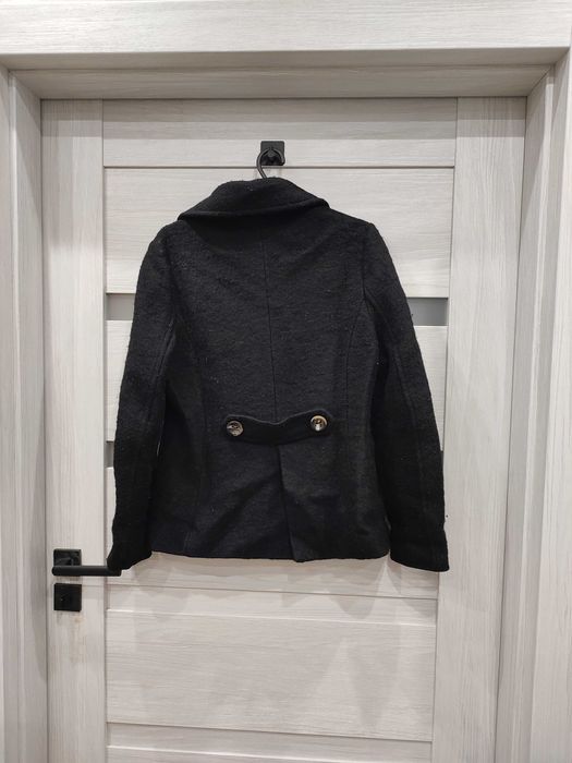 Kurtka płaszczyk żakiet wełniany damska czarna s/m z kieszeniami