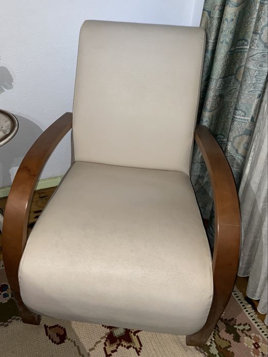 Poltrona em Pele e Madeira