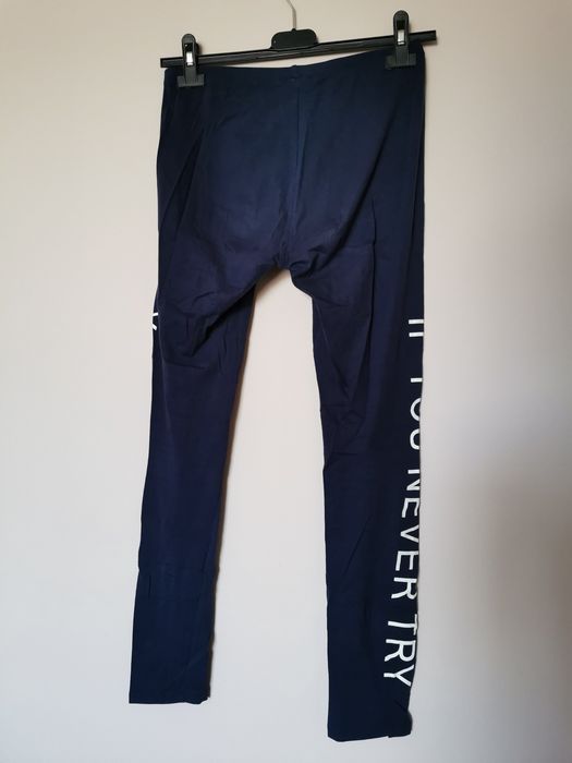 Legginsy napisy granatowe M 38 vintage retro boho terranova
