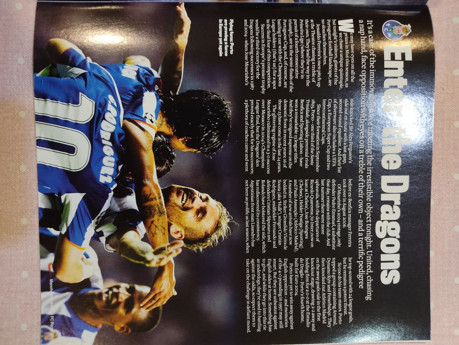 Programa de jogo Manchester United FC Porto Champions league 2008/09