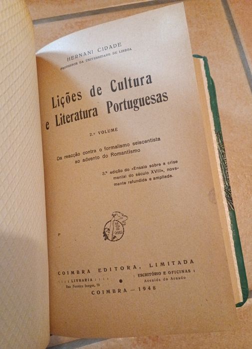 Lições de cultura e literatura portuguesas vol. 1 e 2 - Hernâni Cidade