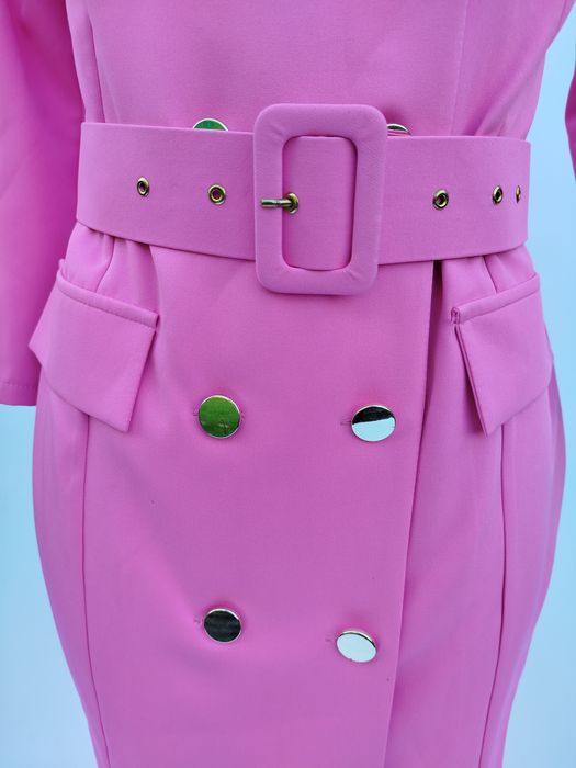 Nowa różowa krótka sukienka marynarkowa Ombre 34 36