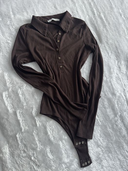 Шоколадный боди в рубчик