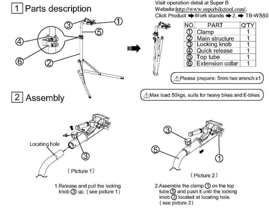 SUPER B TBWS50 Stojak Rowerowy do 50kg
