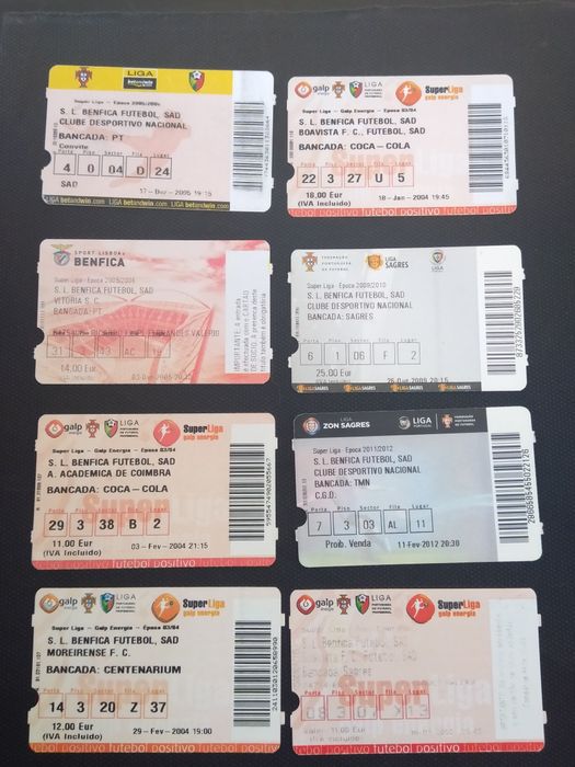 Bilhetes de futebol antigos Benfica