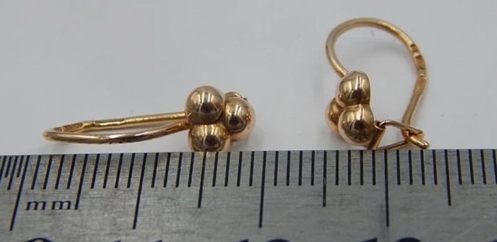 Серьги золотые красное золото 585 проба