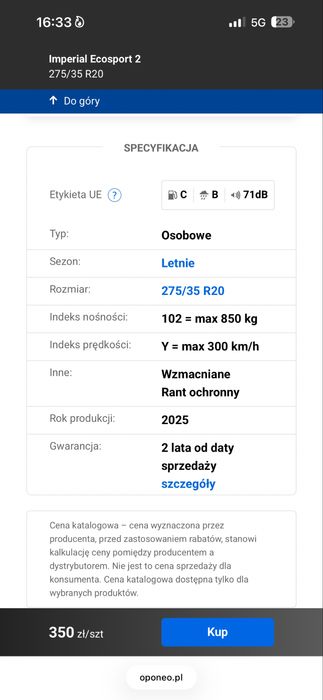 Opony letnie Imperial ecosport 2 275/35/20