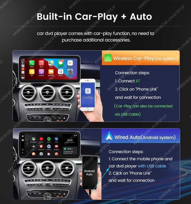 Rádio c/ CARPLAY Android Mercedes W205 Classe C 6/128GB 8-CORE 4G NOVO