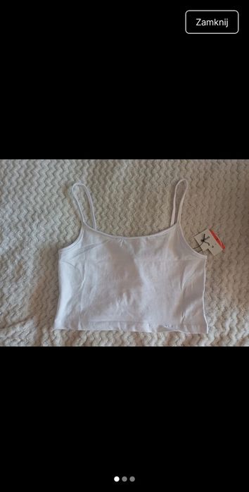 Biały crop top/top na ramiączkach z dekoltem rozmiar S