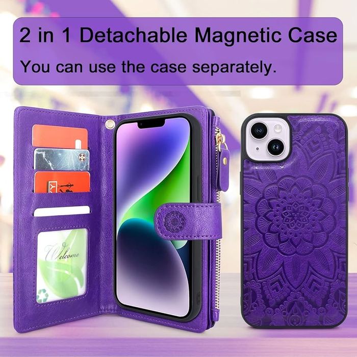 Чохол-гаманець Harryshell для iPhone 14/13 з квітковим візерунком